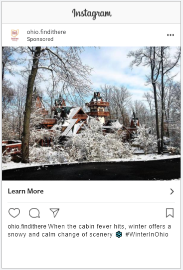 TourismOH IG layout example: cabin in the winter woods